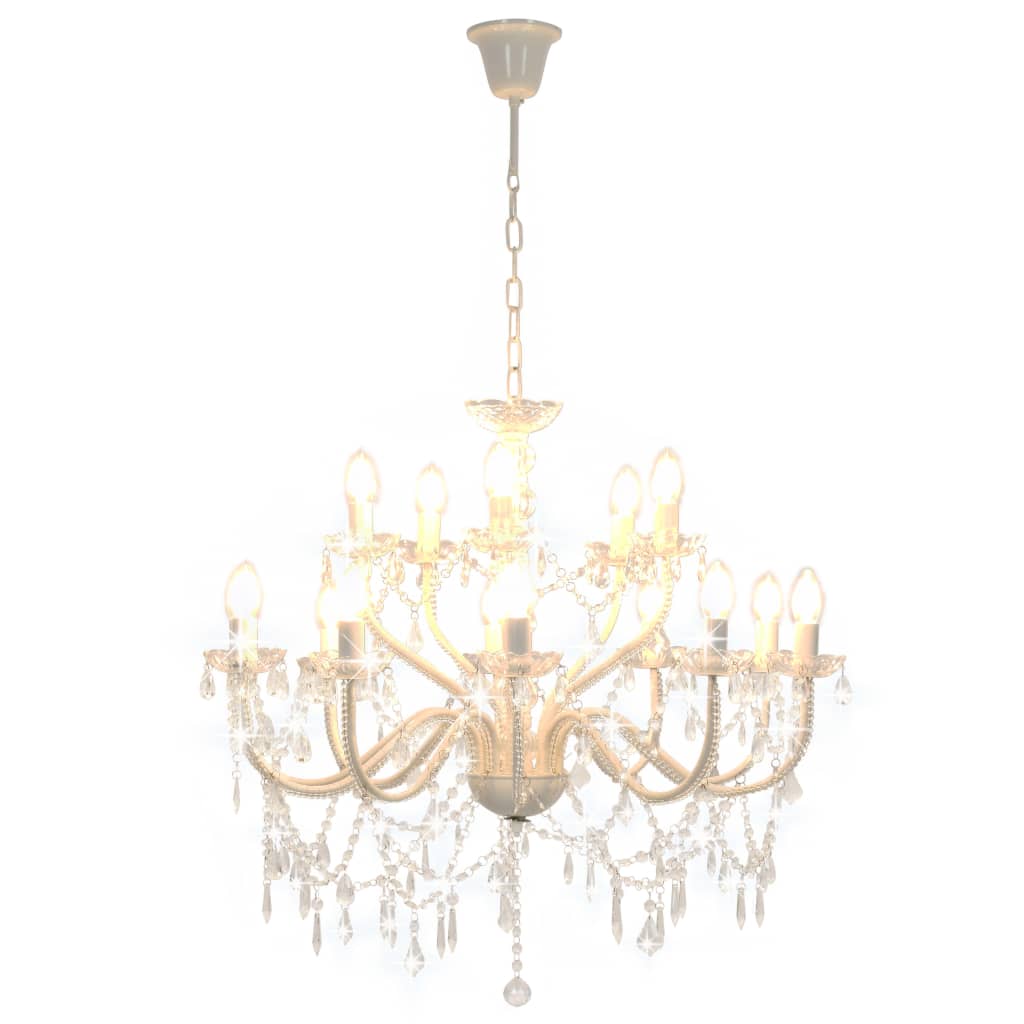 Chandelier 2-layer White 15 x E14 Bulbs