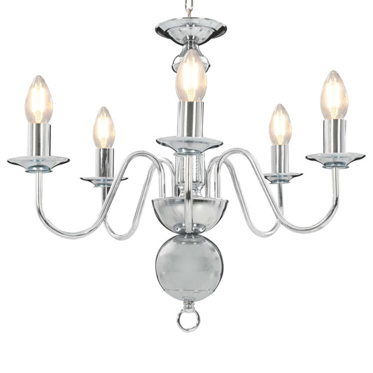 Chandelier Silver 5 x E14 Bulbs