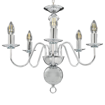 Chandelier Silver 5 x E14 Bulbs