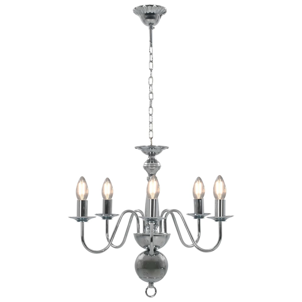 Chandelier Silver 5 x E14 Bulbs