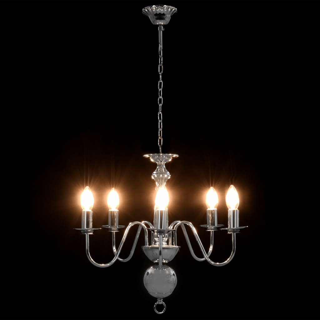 Chandelier Silver 5 x E14 Bulbs