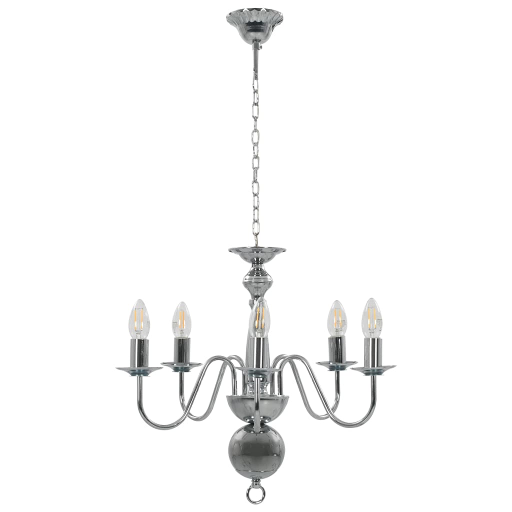 Chandelier Silver 5 x E14 Bulbs