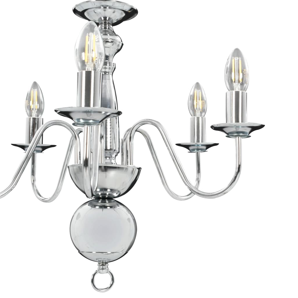 Chandelier Silver 5 x E14 Bulbs