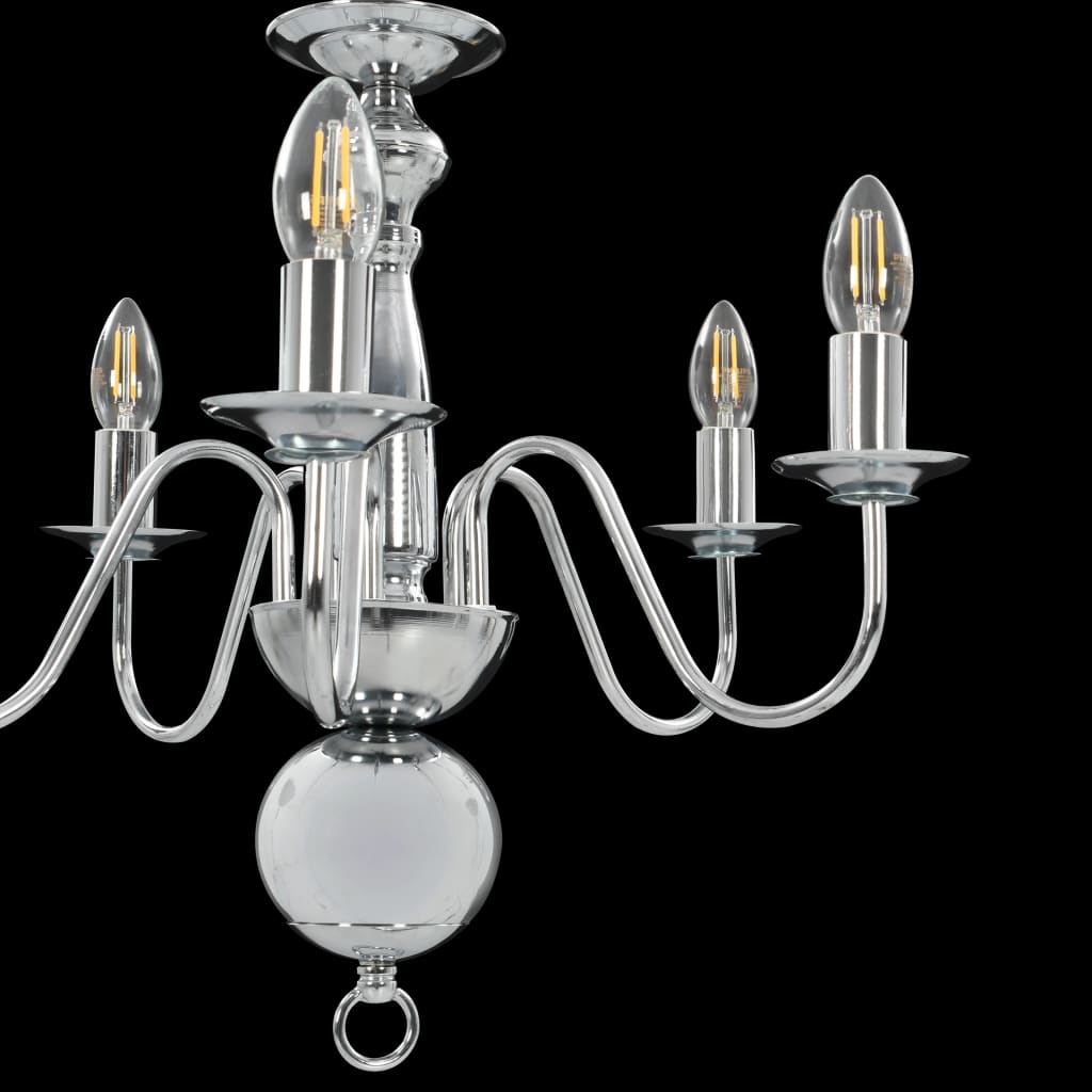 Chandelier Silver 5 x E14 Bulbs