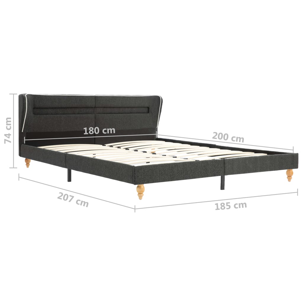 Bed Frame with LED Dark Grey Burlap 180x200 cm Super King