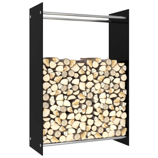 Firewood Rack Black 80x35x120 cm Glass