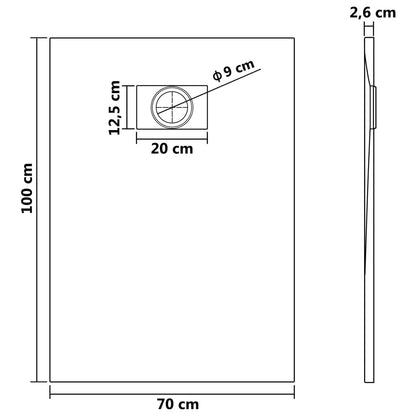 Shower Base Tray SMC White 100x70 cm