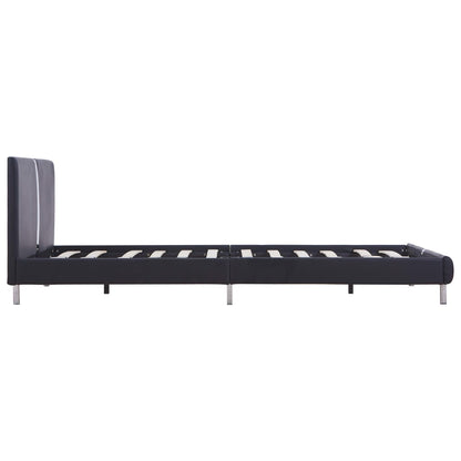 Bed Frame Black Faux Leather 135x190 cm Double