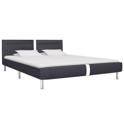 Bed Frame with LED Black Faux Leather 150x200 cm King Size