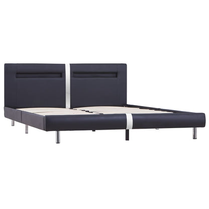 Bed Frame with LED Black Faux Leather 150x200 cm King Size