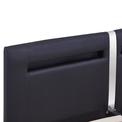 Bed Frame with LED Black Faux Leather 150x200 cm King Size