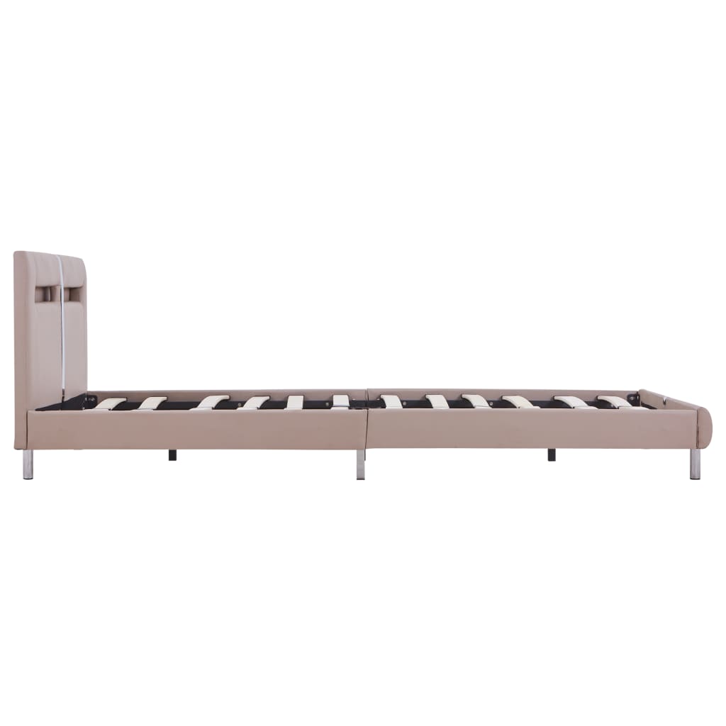 Bed Frame with LED Cappuccino Faux Leather 135x190 cm Double