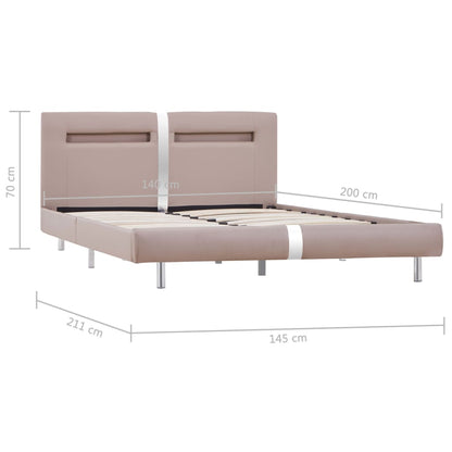 Bed Frame with LED Cappuccino Faux Leather 135x190 cm Double