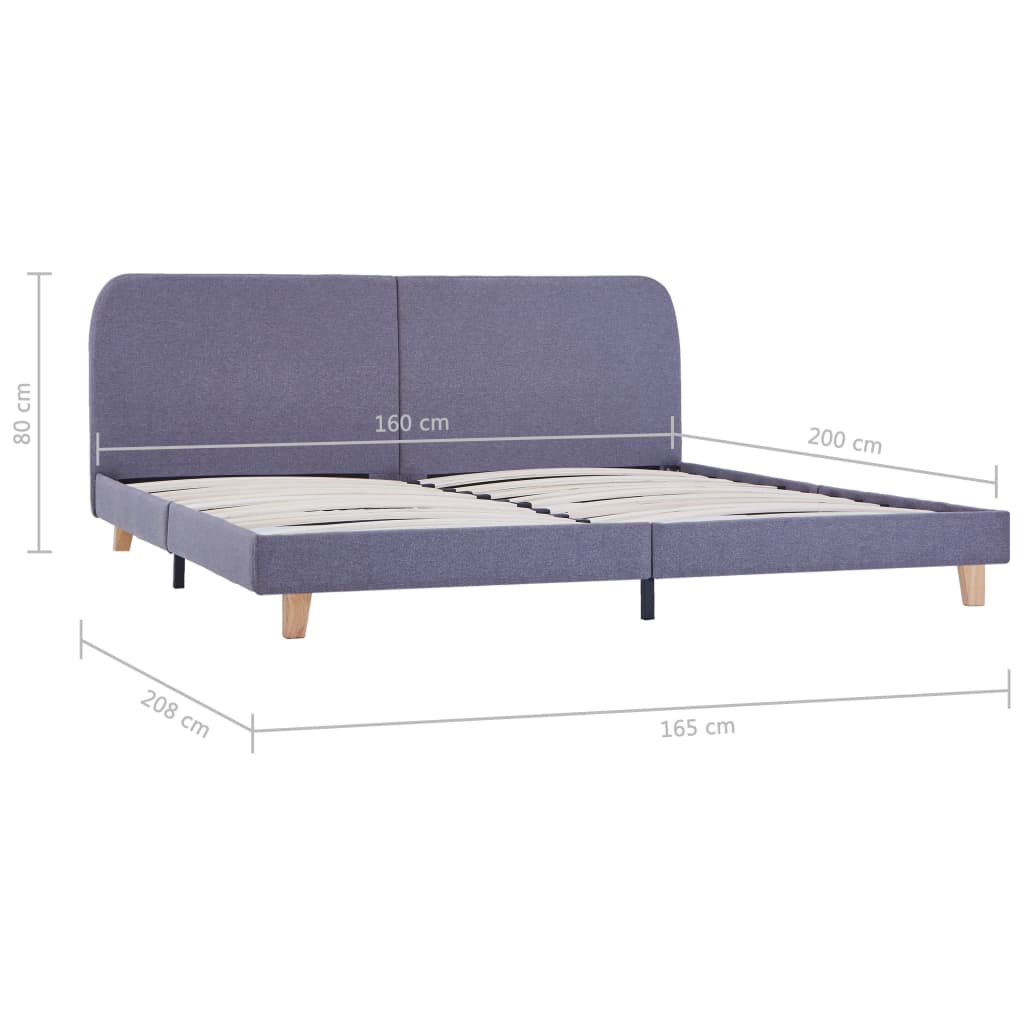 Bed Frame without Mattress Light Grey Fabric 150x200 cm King Size