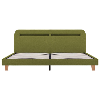 Bed Frame with LED without Mattress Green Fabric 150x200 cm King Size