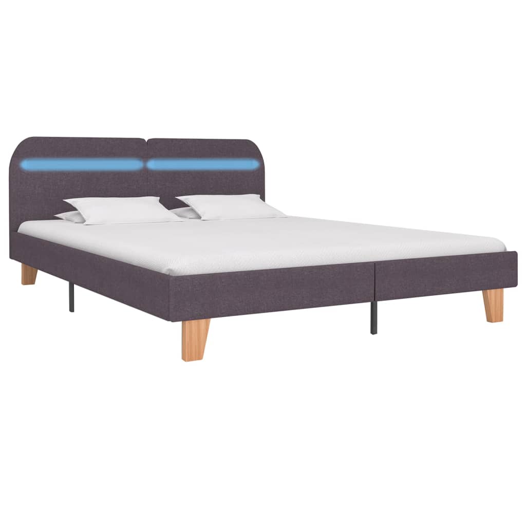 Bed Frame with LED Taupe Fabric 150x200 cm King Size