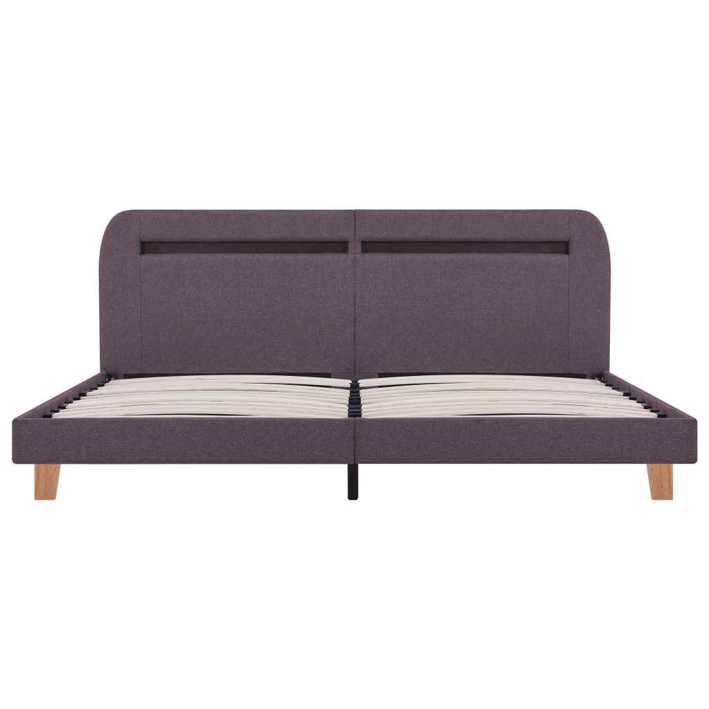 Bed Frame with LED Taupe Fabric 150x200 cm King Size