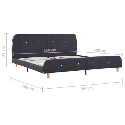 Bed Frame Dark Grey Fabric 150x200 cm King Size