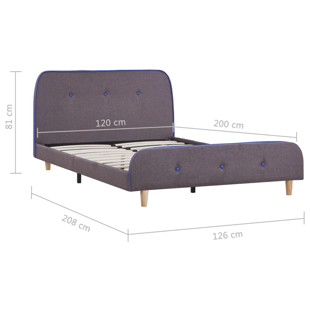 Bed Frame without Mattress Taupe Fabric 120x190 cm Small Double