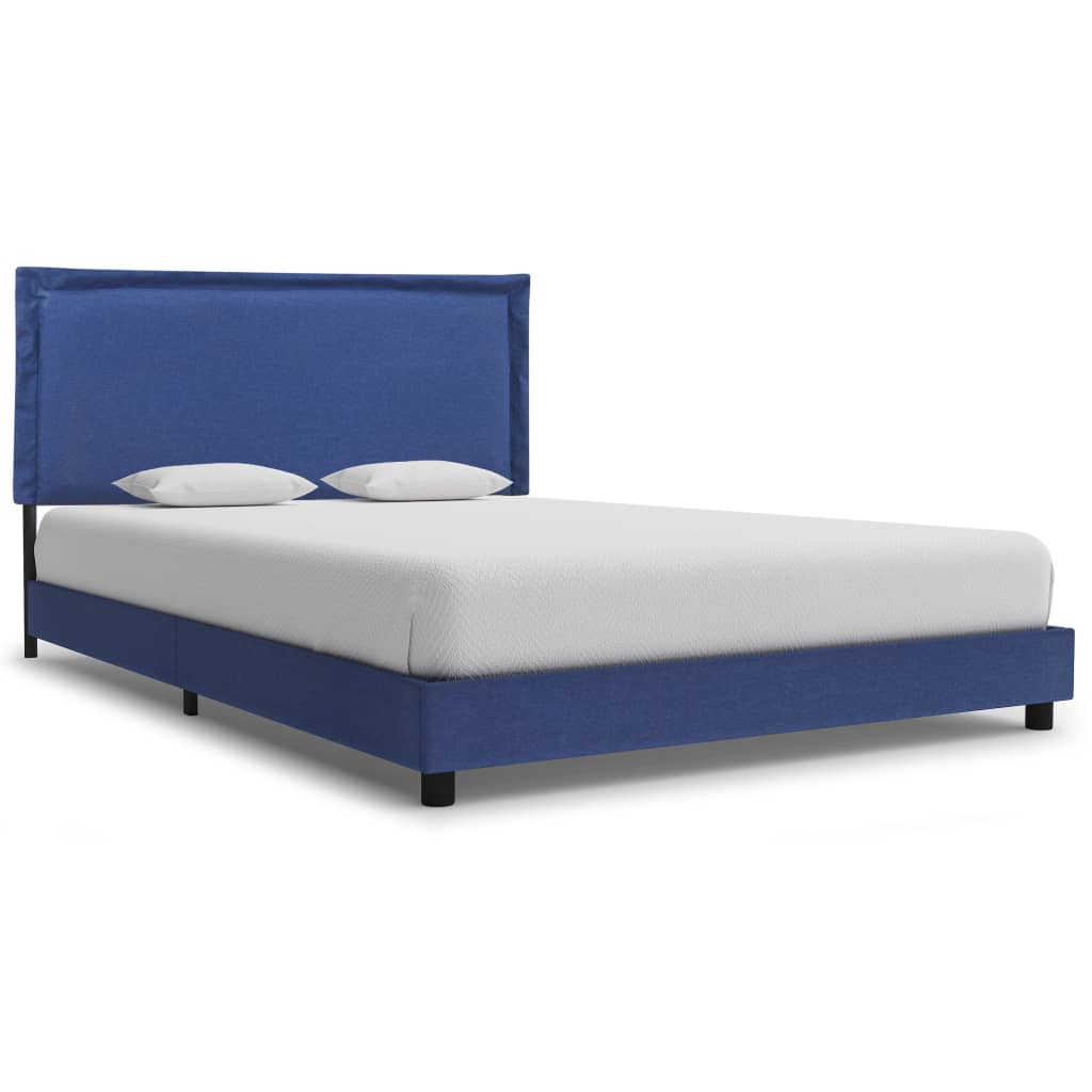 Bed Frame Blue Fabric 135x190 cm Double