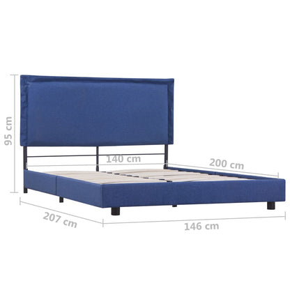 Bed Frame Blue Fabric 135x190 cm Double