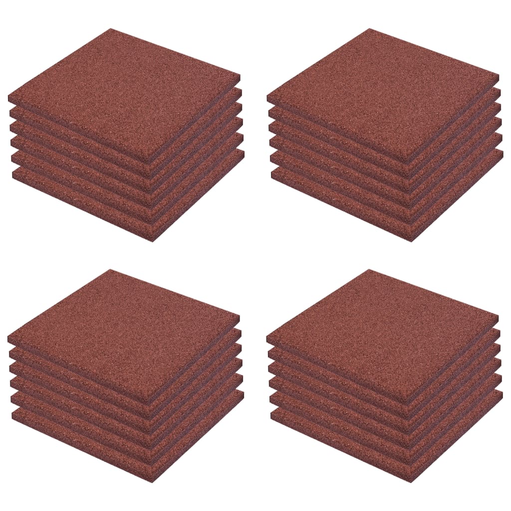 Fall Protection Tiles 24 pcs Rubber 50x50x3 cm Red