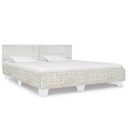 Bed Frame Grey Natural Rattan 180x200 cm Super King