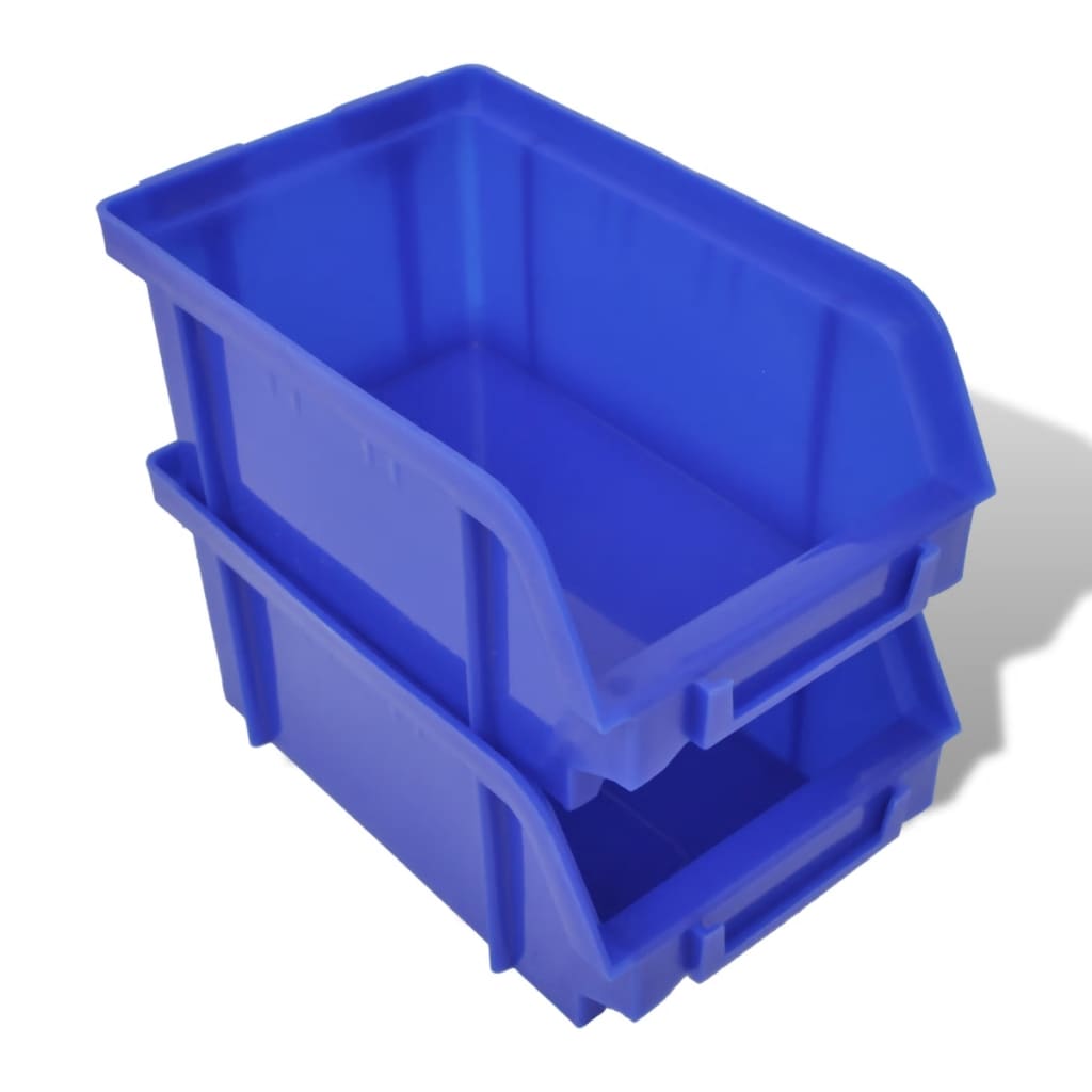 Wall Mounted Garage Plastic Storage Bin Set 30 pcs Blue & Red