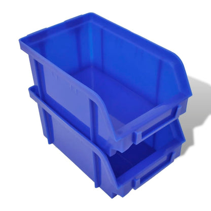 Wall Mounted Garage Plastic Storage Bin Set 30 pcs Blue & Red