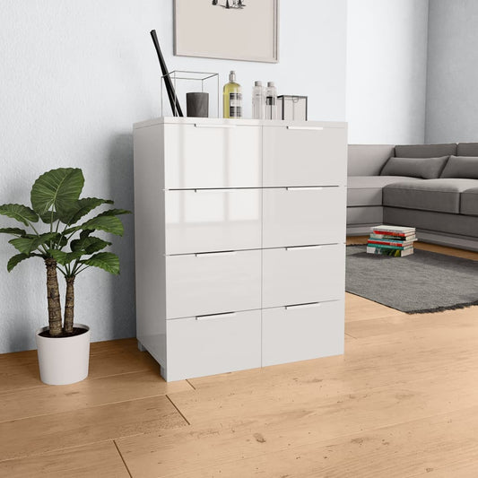 Sideboard High Gloss White 60x35x80 cm Engineered Wood