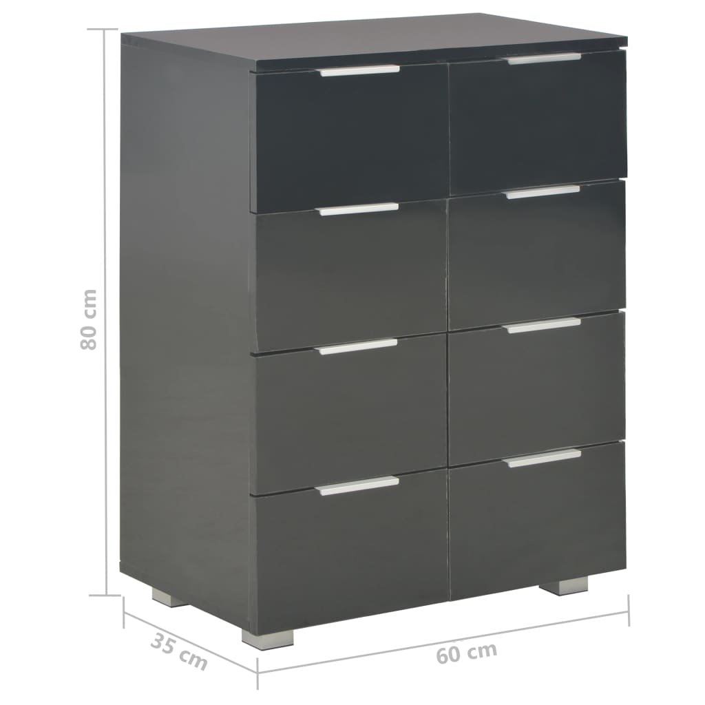 Sideboard High Gloss Black 60x35x80 cm Engineered Wood