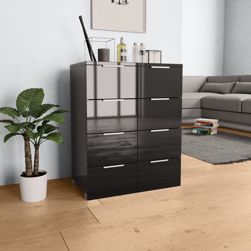 Sideboard High Gloss Black 60x35x80 cm Engineered Wood