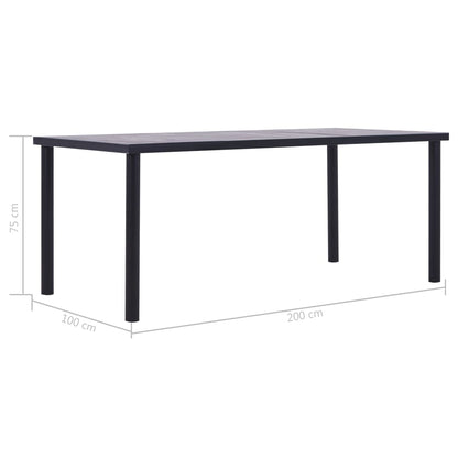 Dining Table Black and Concrete Grey 200x100x75 cm MDF