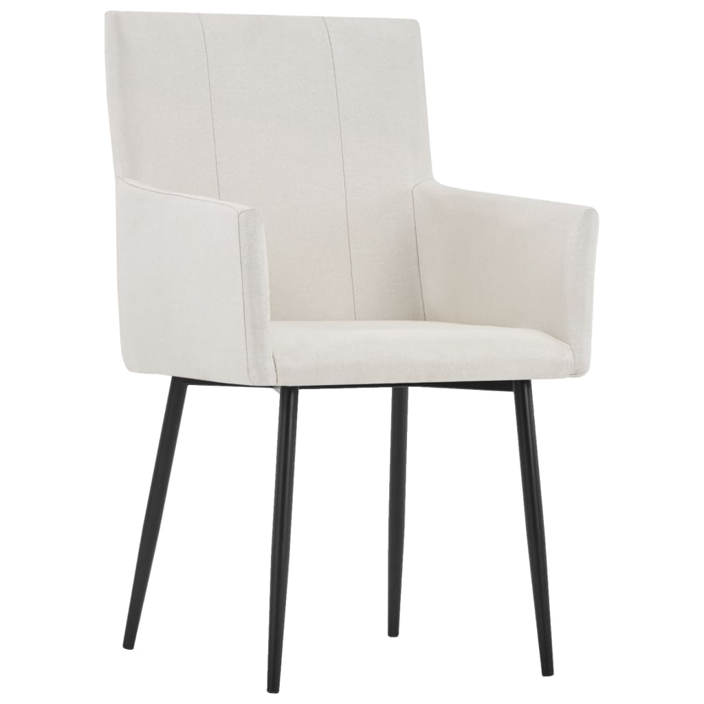 Dining Chairs with Armrests 2 pcs Cream Fabric