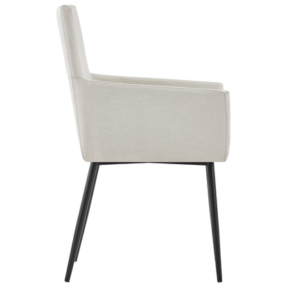 Dining Chairs with Armrests 2 pcs Cream Fabric