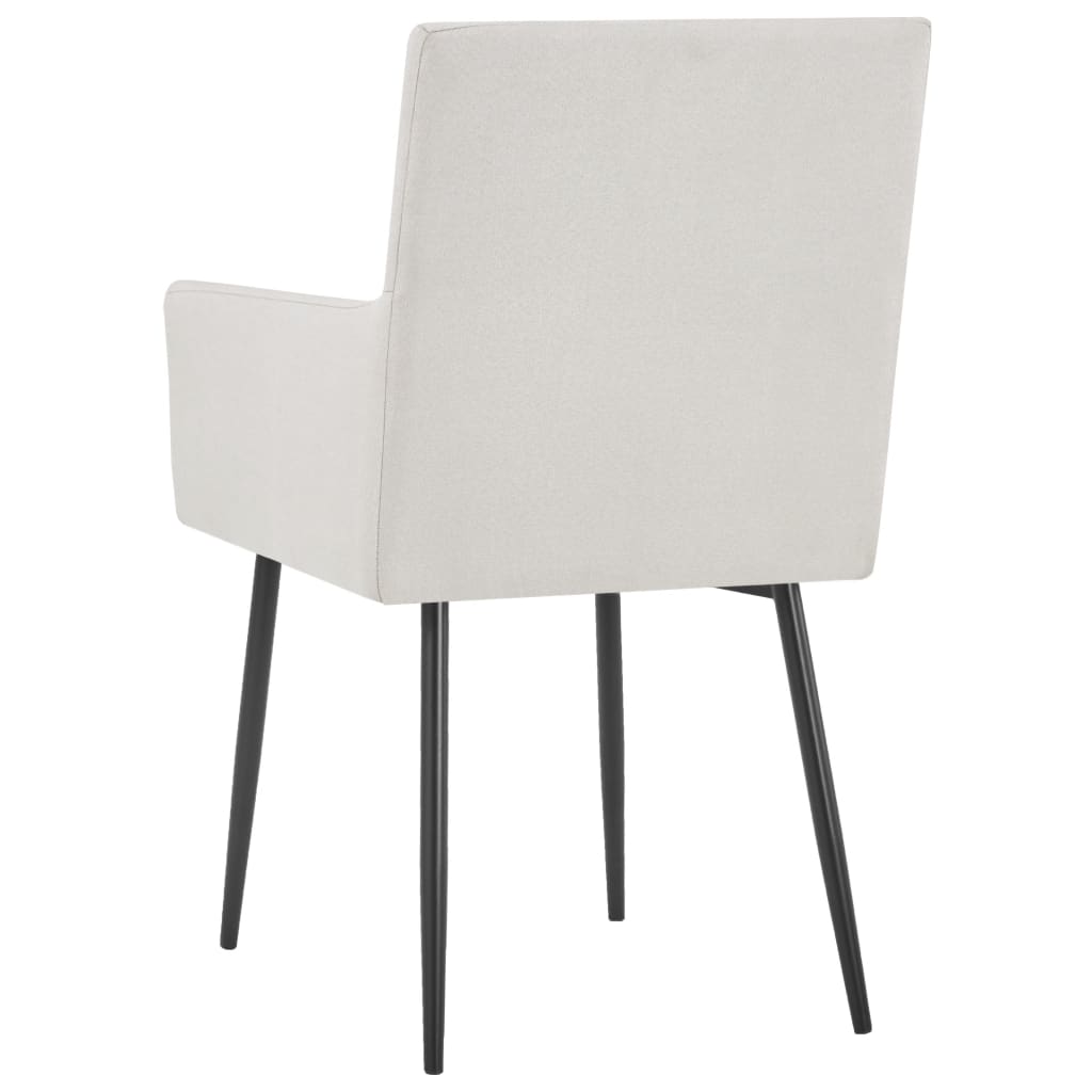 Dining Chairs with Armrests 2 pcs Cream Fabric