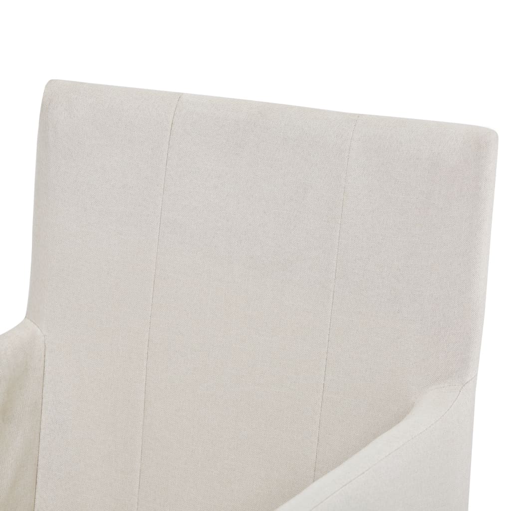 Dining Chairs with Armrests 2 pcs Cream Fabric