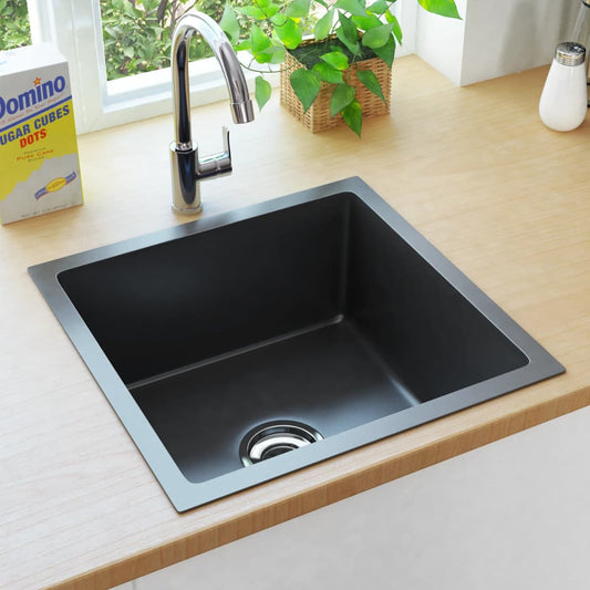 Handmade Kitchen Sink Black Stainless Steel