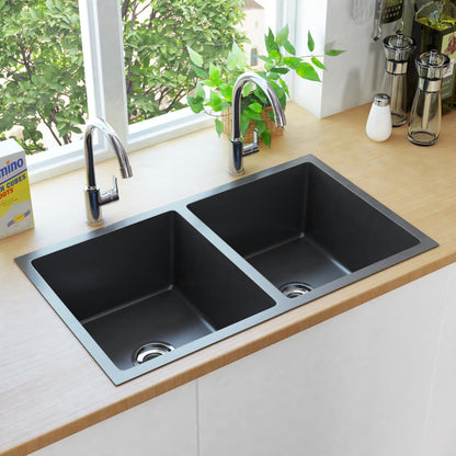 Handmade Kitchen Sink Black Stainless Steel