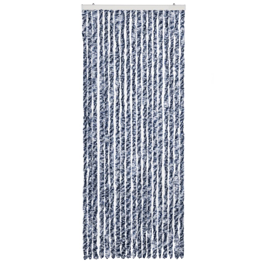 Insect Curtain Blue, White and Silver 56x185 cm Chenille