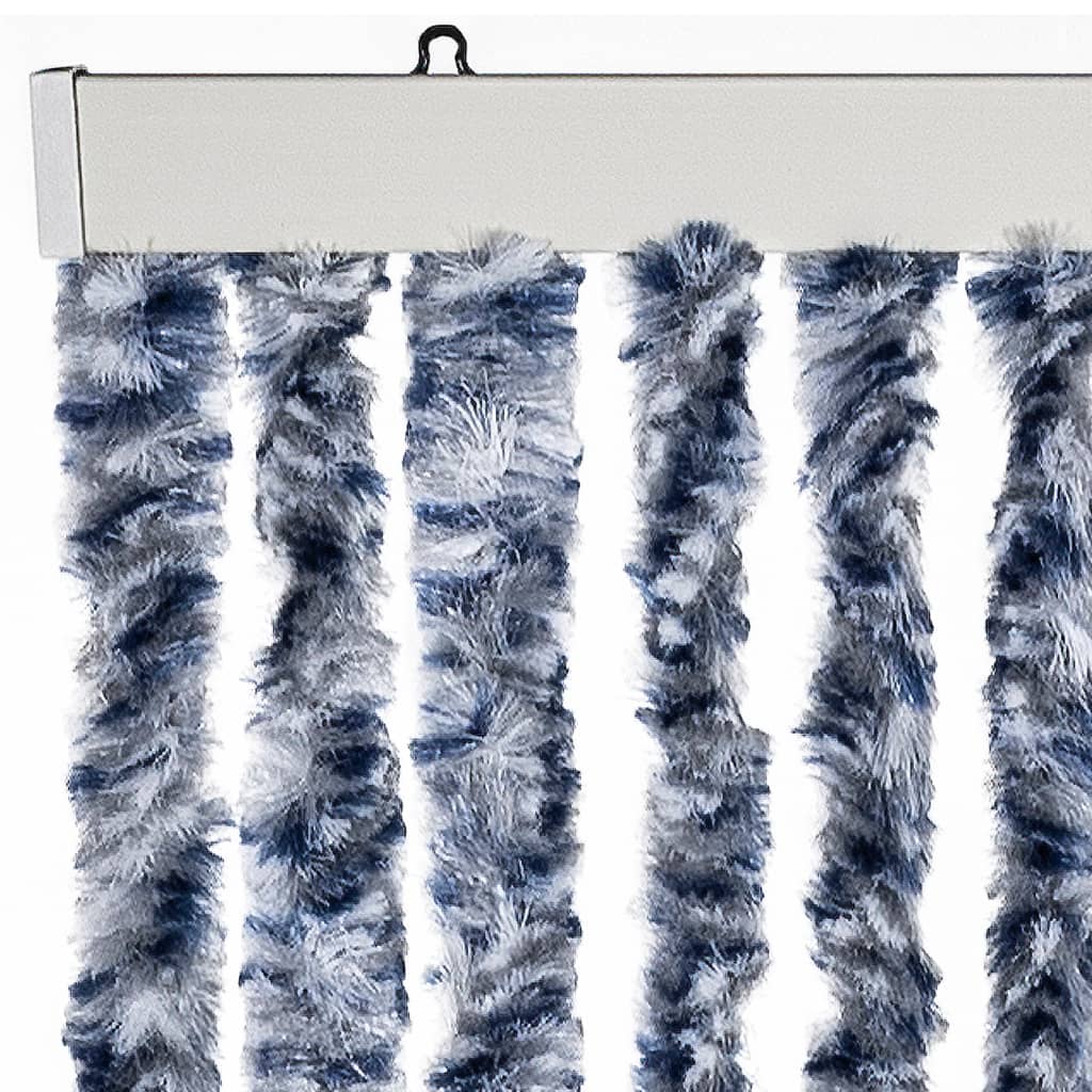 Insect Curtain Blue, White and Silver 56x185 cm Chenille