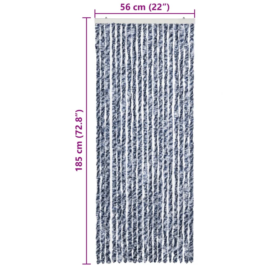 Insect Curtain Blue, White and Silver 56x185 cm Chenille