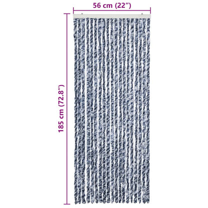 Insect Curtain Blue, White and Silver 56x185 cm Chenille