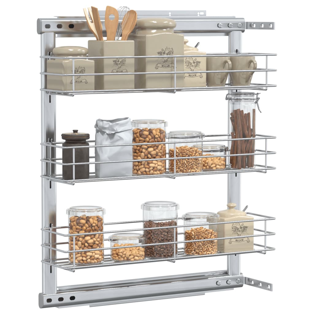 3-Tier Pull-out Kitchen Wire Basket Silver 47x15.5x55.5 cm