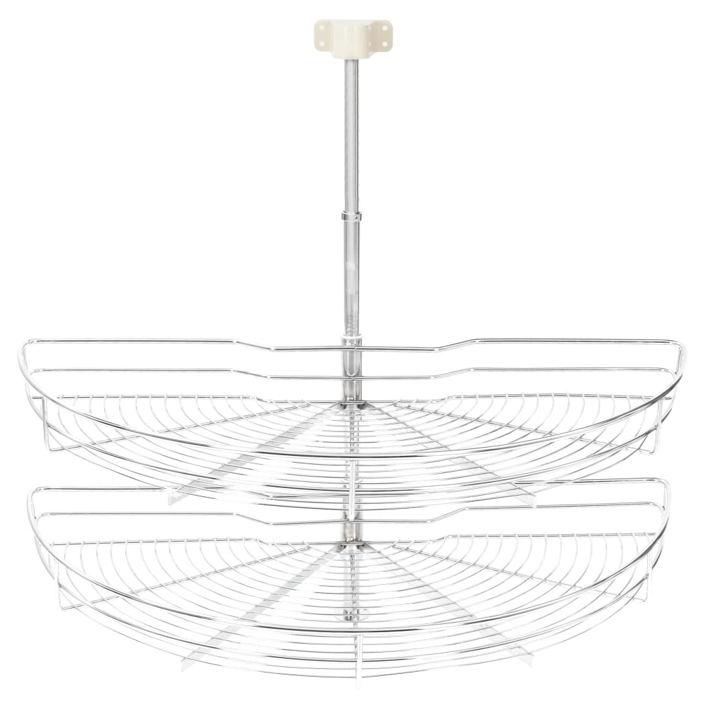 2-Tier Kitchen Wire Basket Silver 180 Degree 85x44x80 cm