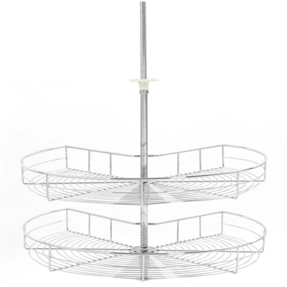 2-Tier Kitchen Wire Basket Silver 270 Degree 71x71x80 cm