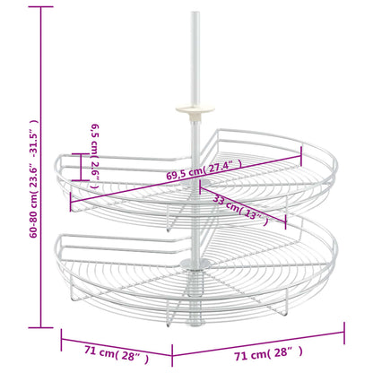 2-Tier Kitchen Wire Basket Silver 270 Degree 71x71x80 cm