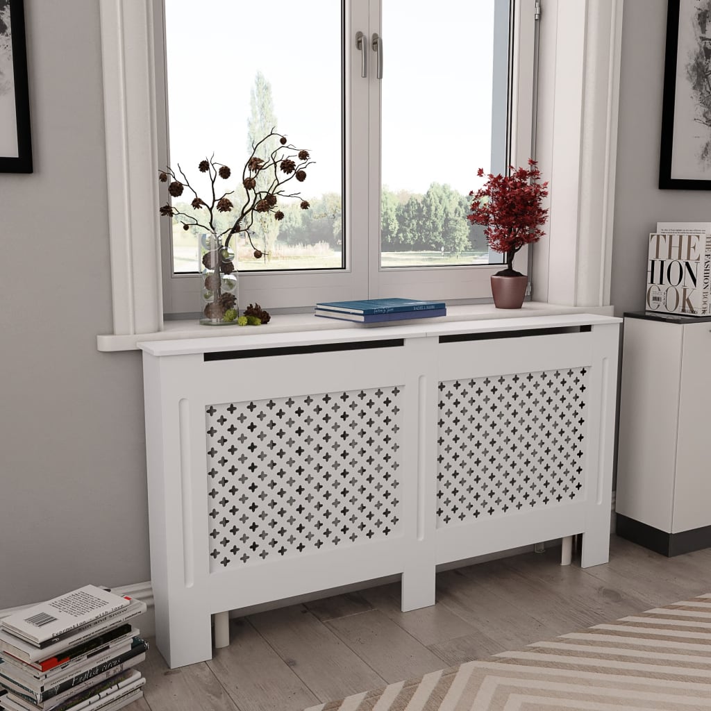 Radiator Cover White 152x19x81.5 cm MDF