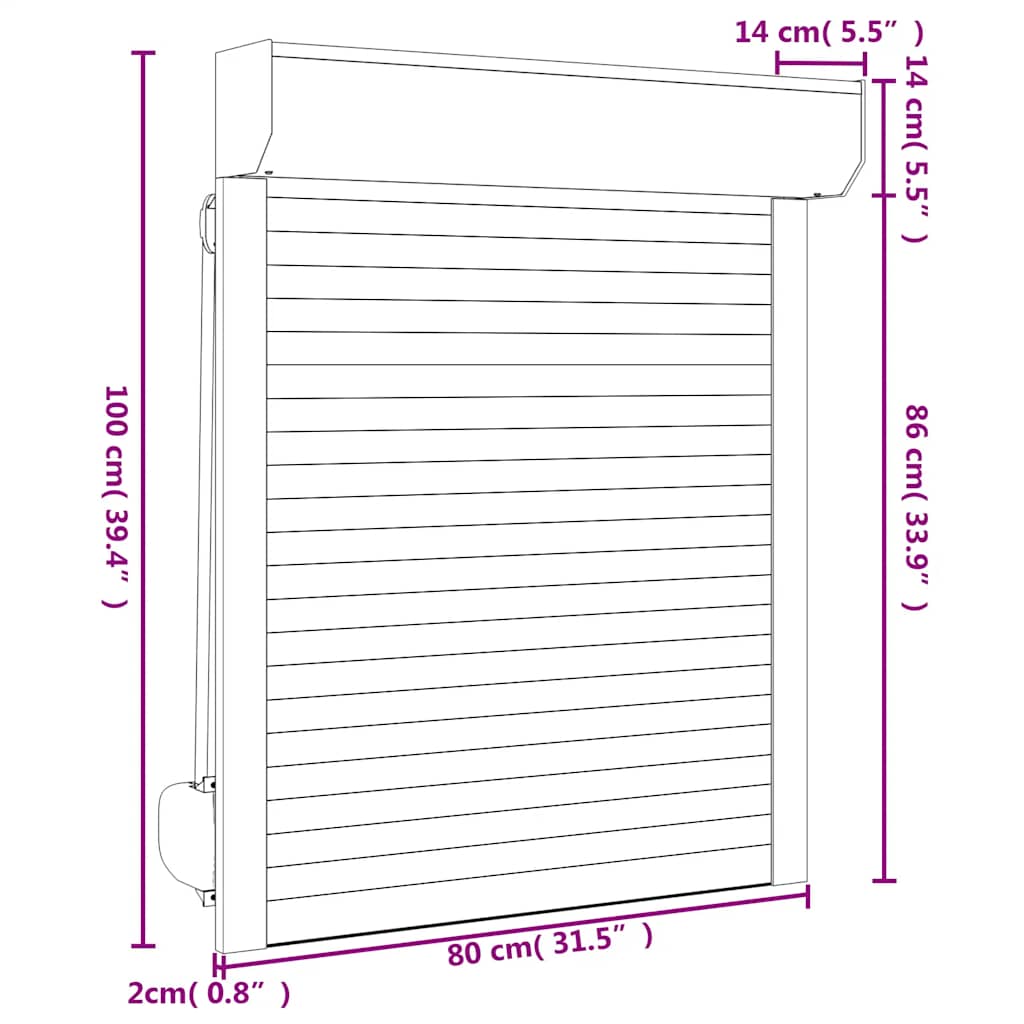 Roller Shutter Aluminium 80x100 cm White