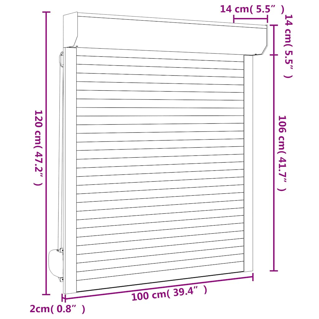 Roller Shutter Aluminium 100x120 cm White